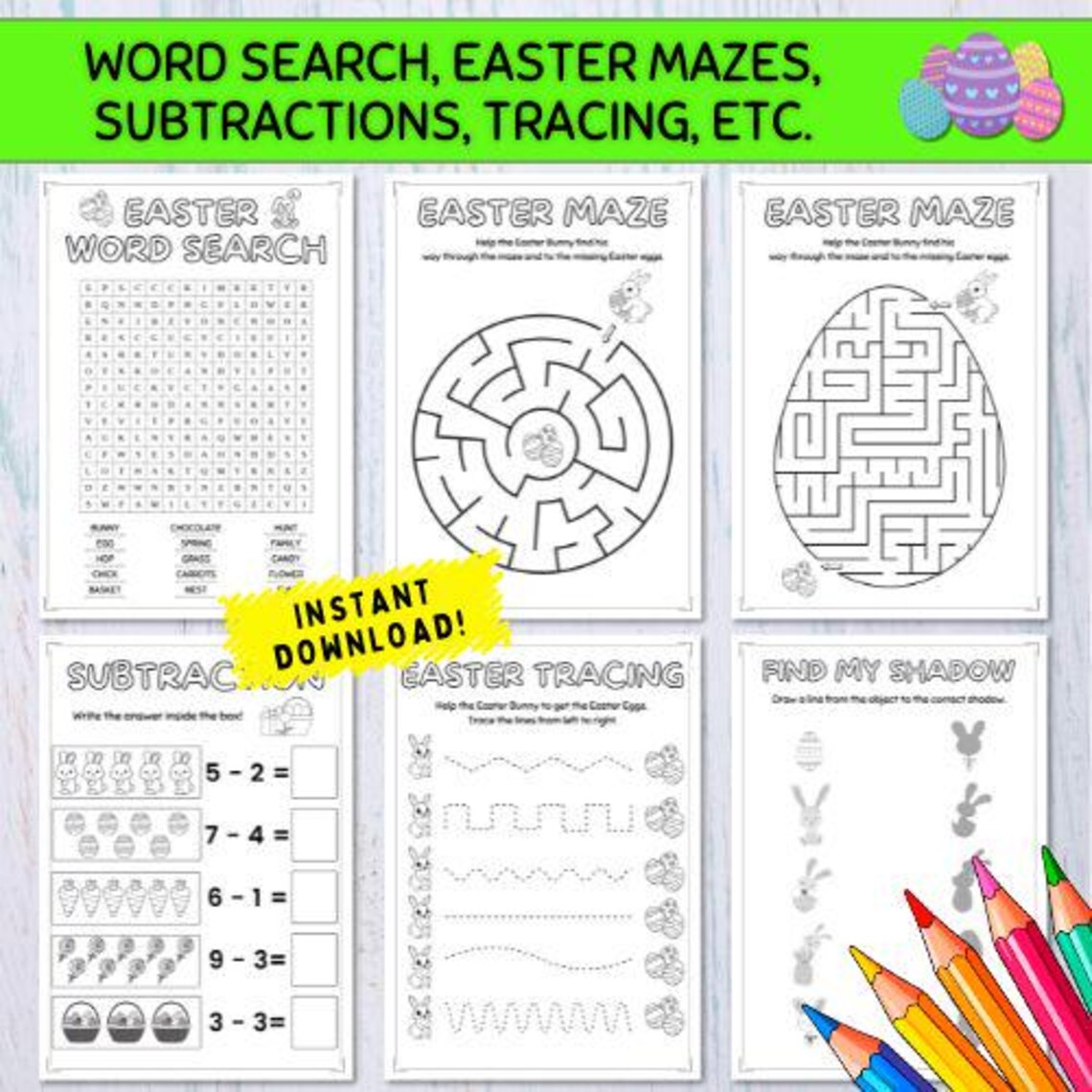 250+ Easter Activity Pack with Worksheets and Coloring Pages