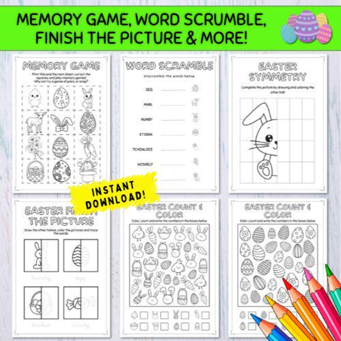 250+ Easter Activity Pack with Worksheets and Coloring Pages